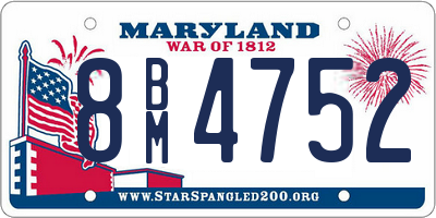 MD license plate 8BM4752