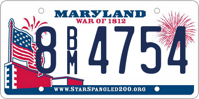 MD license plate 8BM4754