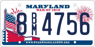 MD license plate 8BM4756