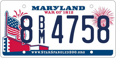 MD license plate 8BM4758