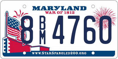 MD license plate 8BM4760