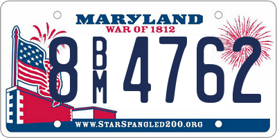 MD license plate 8BM4762