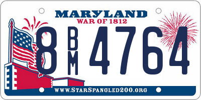 MD license plate 8BM4764