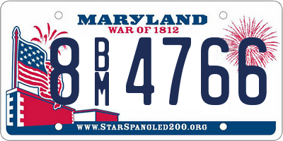 MD license plate 8BM4766