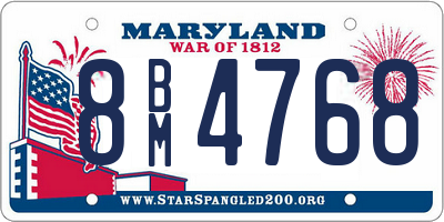 MD license plate 8BM4768