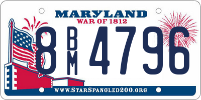 MD license plate 8BM4796