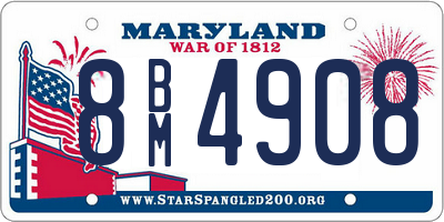 MD license plate 8BM4908