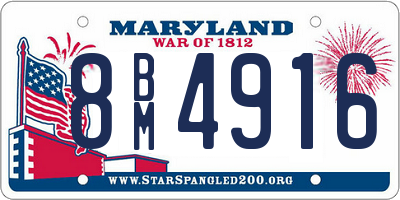 MD license plate 8BM4916