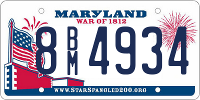 MD license plate 8BM4934