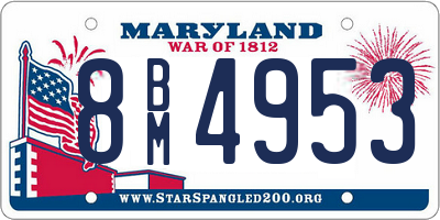 MD license plate 8BM4953