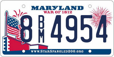 MD license plate 8BM4954