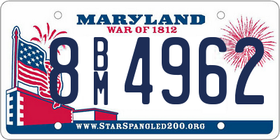 MD license plate 8BM4962