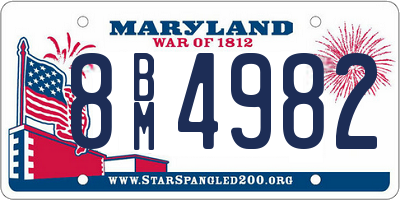 MD license plate 8BM4982