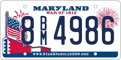 MD license plate 8BM4986