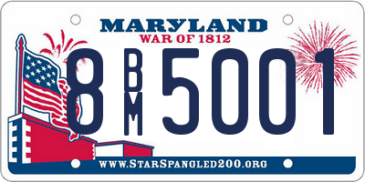 MD license plate 8BM5001