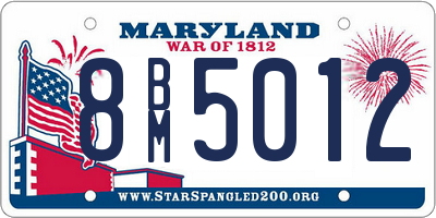 MD license plate 8BM5012