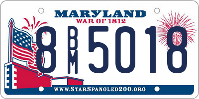 MD license plate 8BM5018