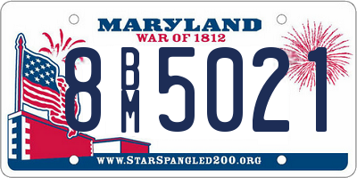 MD license plate 8BM5021