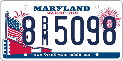 MD license plate 8BM5098