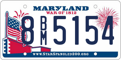 MD license plate 8BM5154