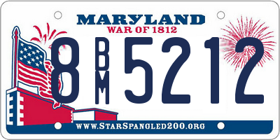 MD license plate 8BM5212