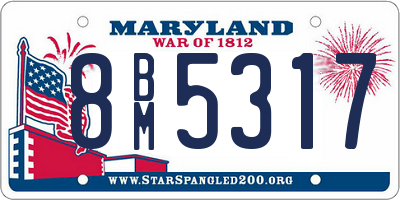 MD license plate 8BM5317