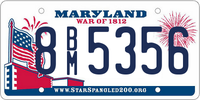 MD license plate 8BM5356