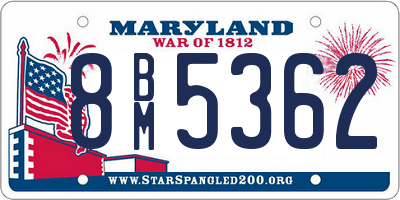 MD license plate 8BM5362