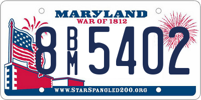MD license plate 8BM5402