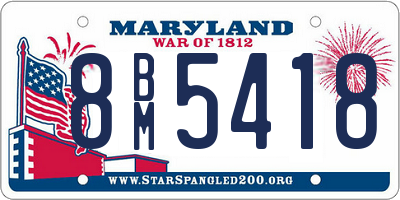 MD license plate 8BM5418