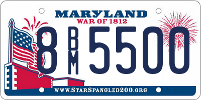 MD license plate 8BM5500