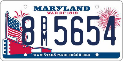 MD license plate 8BM5654