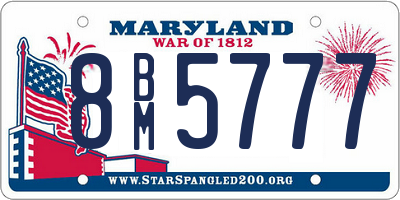 MD license plate 8BM5777