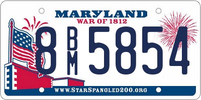 MD license plate 8BM5854