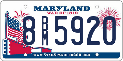 MD license plate 8BM5920