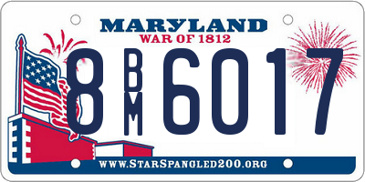 MD license plate 8BM6017