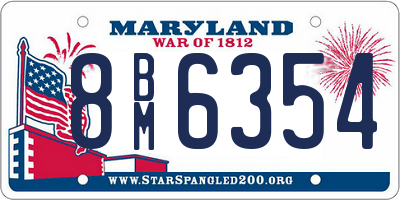 MD license plate 8BM6354