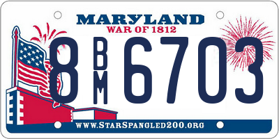 MD license plate 8BM6703