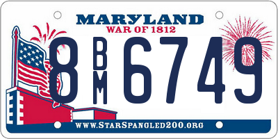 MD license plate 8BM6749