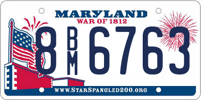 MD license plate 8BM6763