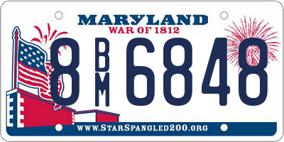 MD license plate 8BM6848