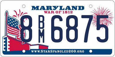 MD license plate 8BM6875