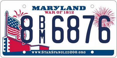 MD license plate 8BM6876