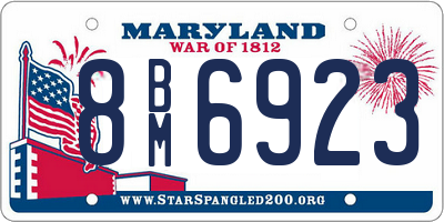 MD license plate 8BM6923