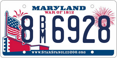 MD license plate 8BM6928