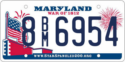 MD license plate 8BM6954