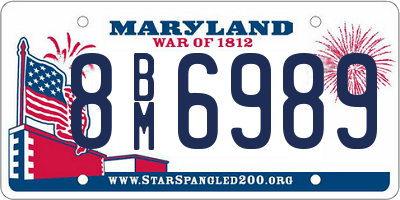 MD license plate 8BM6989