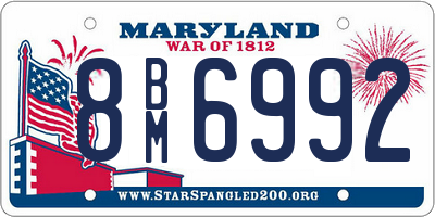 MD license plate 8BM6992