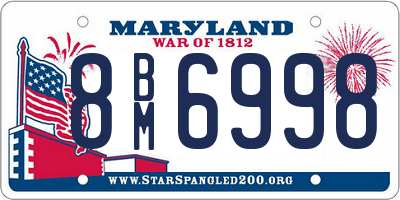 MD license plate 8BM6998