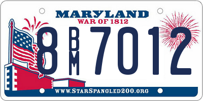 MD license plate 8BM7012